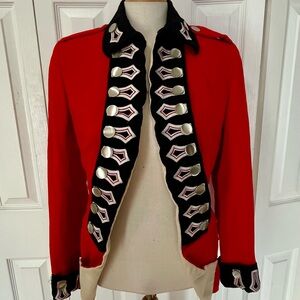 Athletic Vintage Ceremonial Military Wool Jacket with Silver Accents